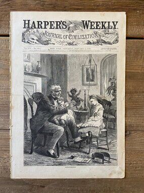 Harpers Weekly, Woodblock Engraving, Antique Art Print,